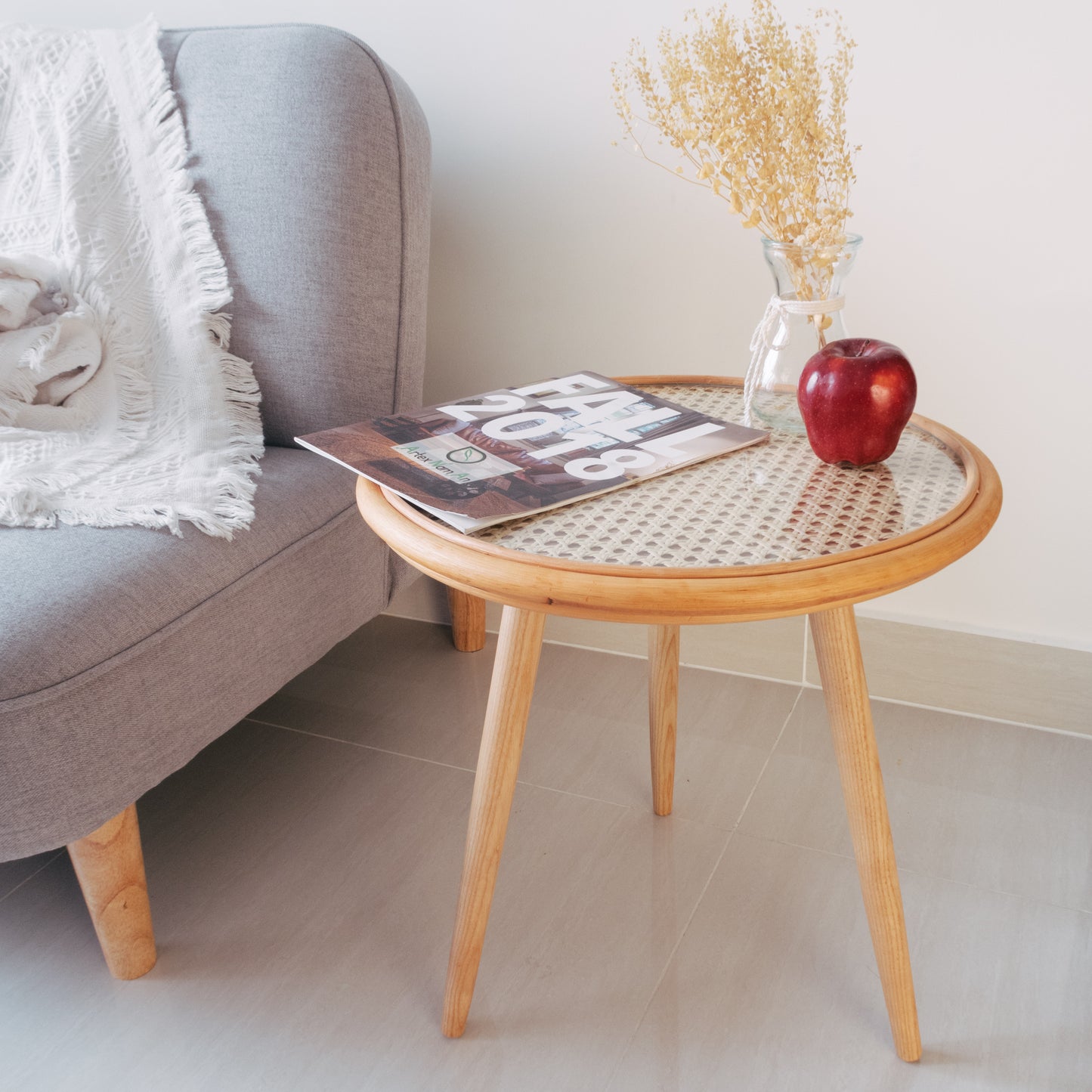 Rattan side table