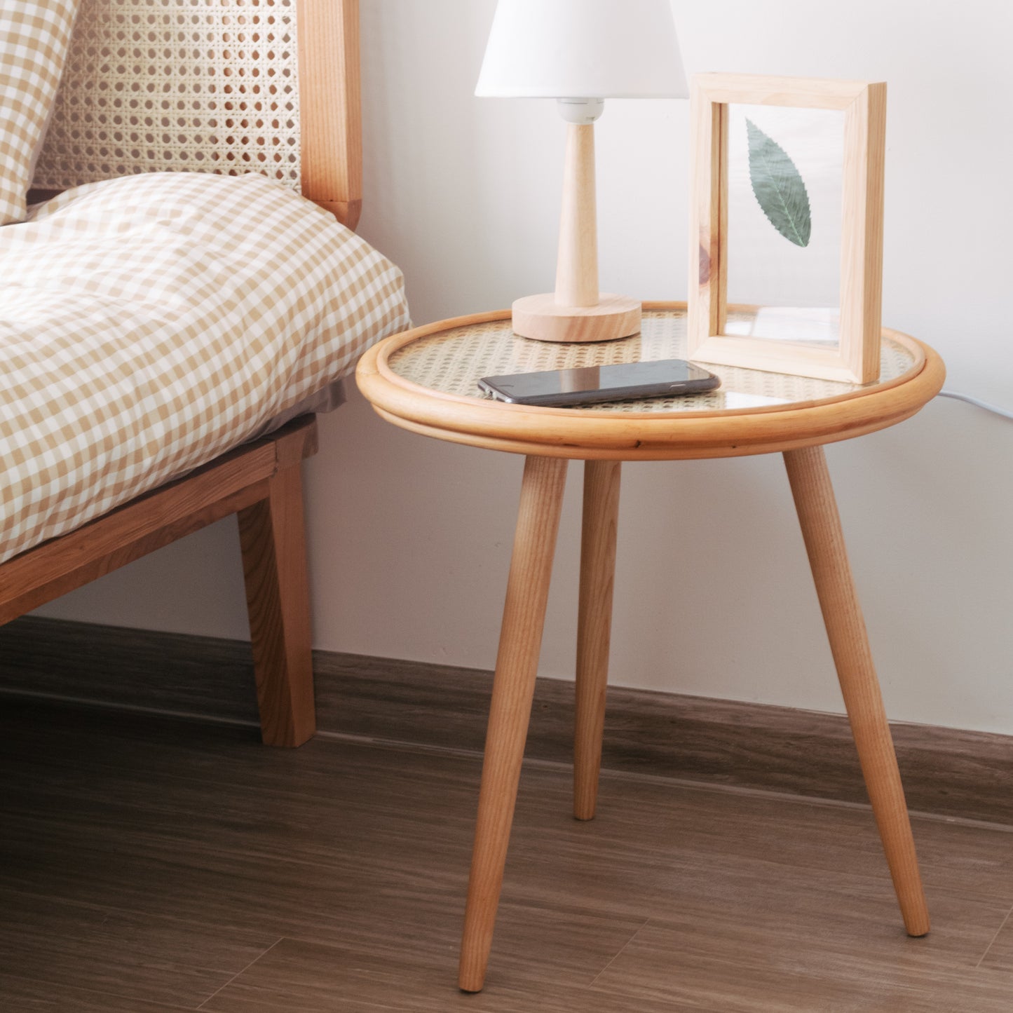 Rattan side table