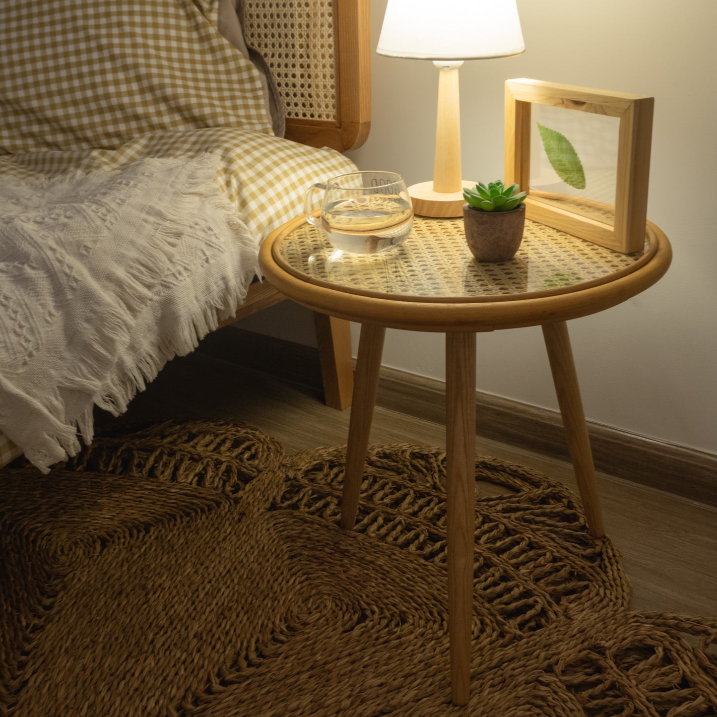 Rattan side table