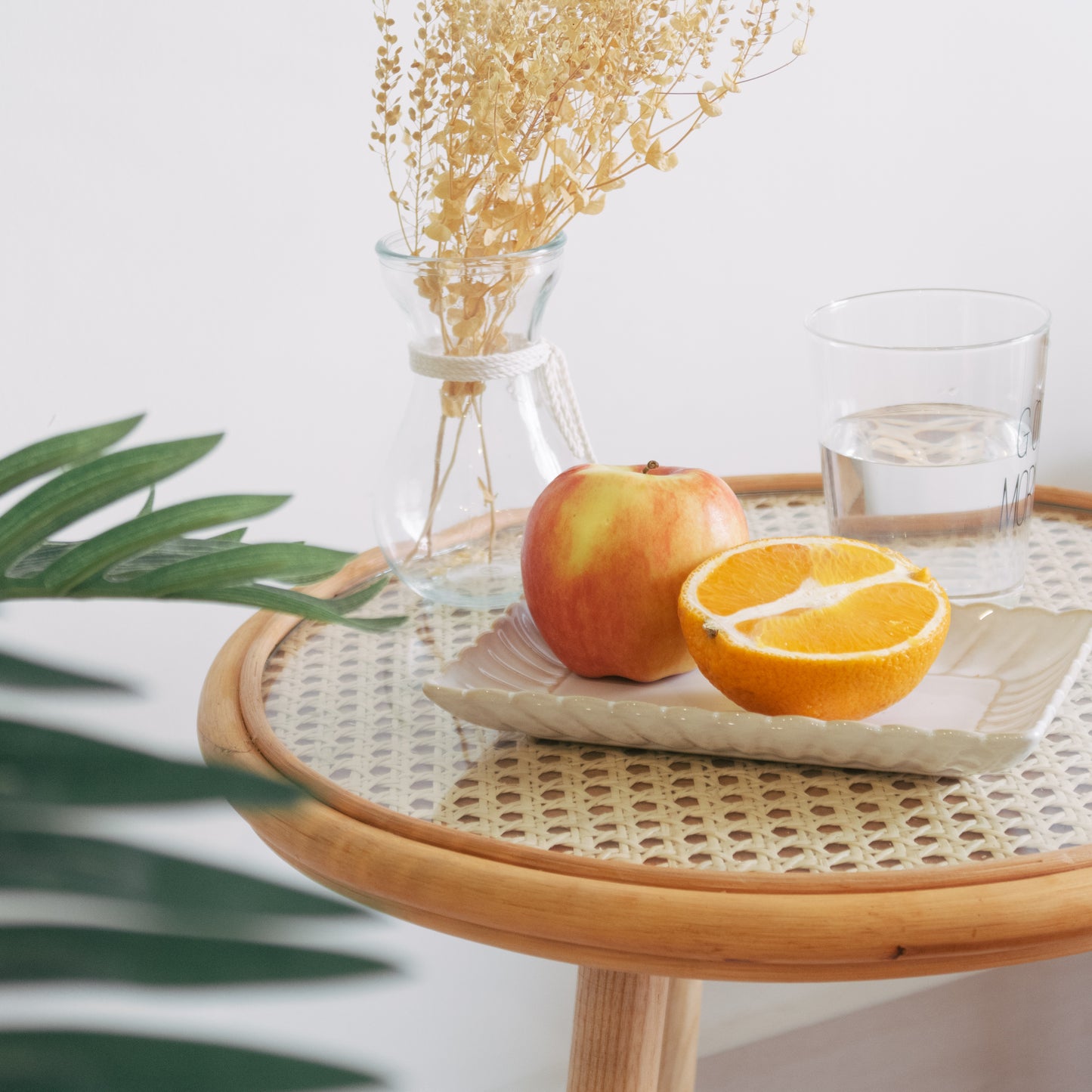 Rattan side table