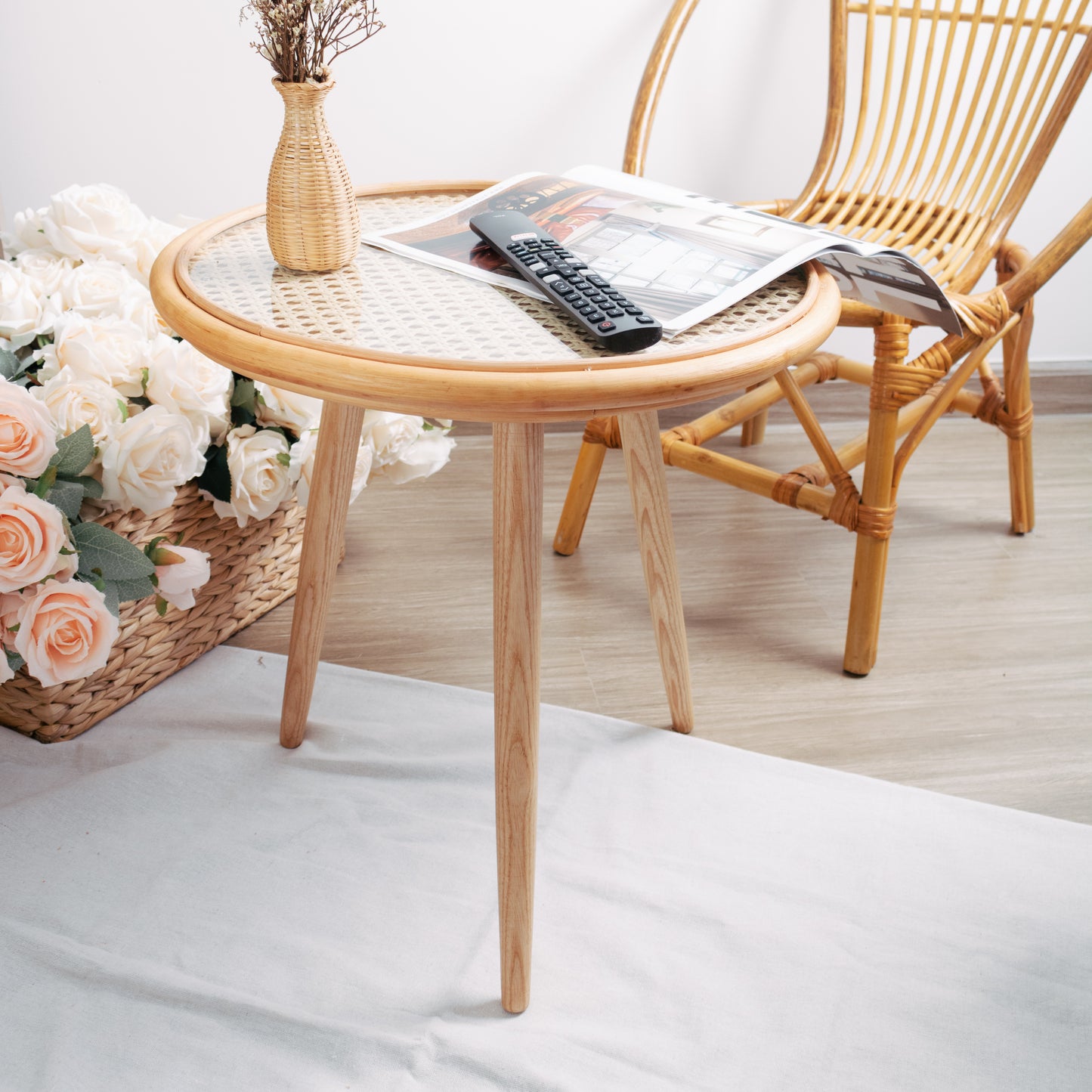Rattan side table
